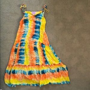 Tie Dye Kos Resort Dress Blue Yellow Orange